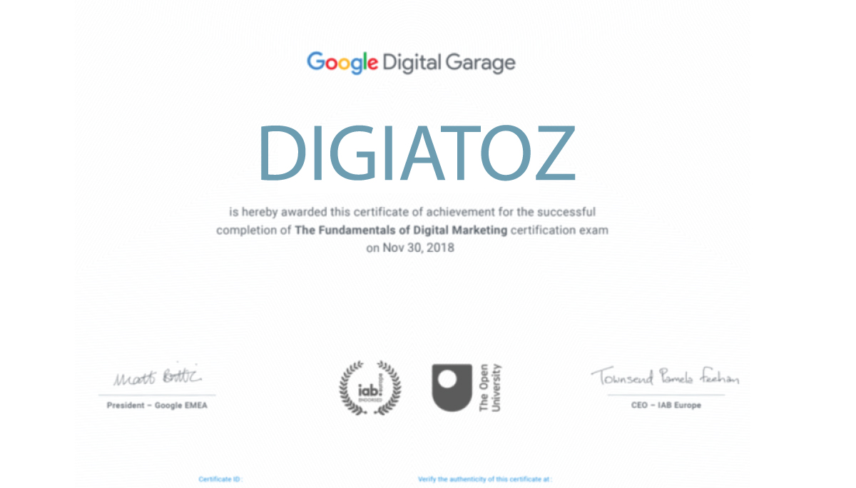 Google Digital Garage cũng cho ra mắt khóa học cấp chứng chỉ Google Digital Marketing