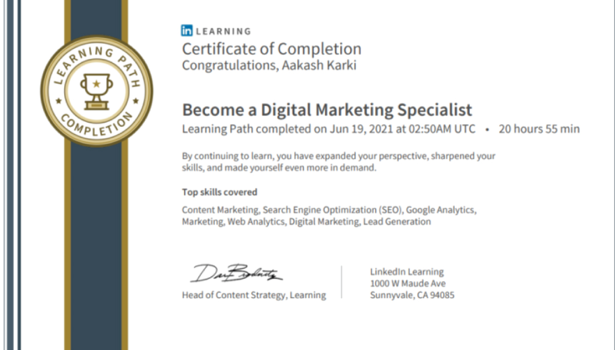 Khóa học become a Digital Marketing Specialist với chứng chỉ Digital Marketing LinkedIn